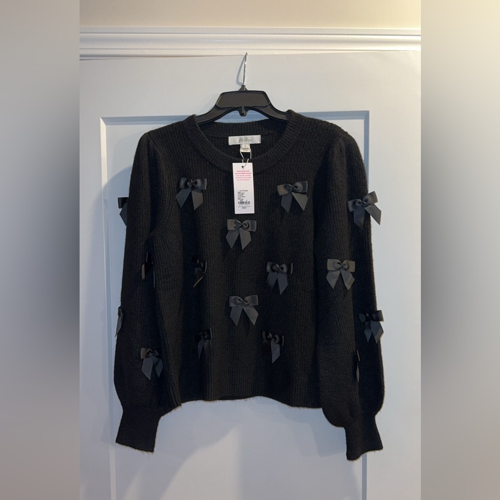 NWT Lilly Pulitzer Zarie Sweater in Black Bows- Size Small